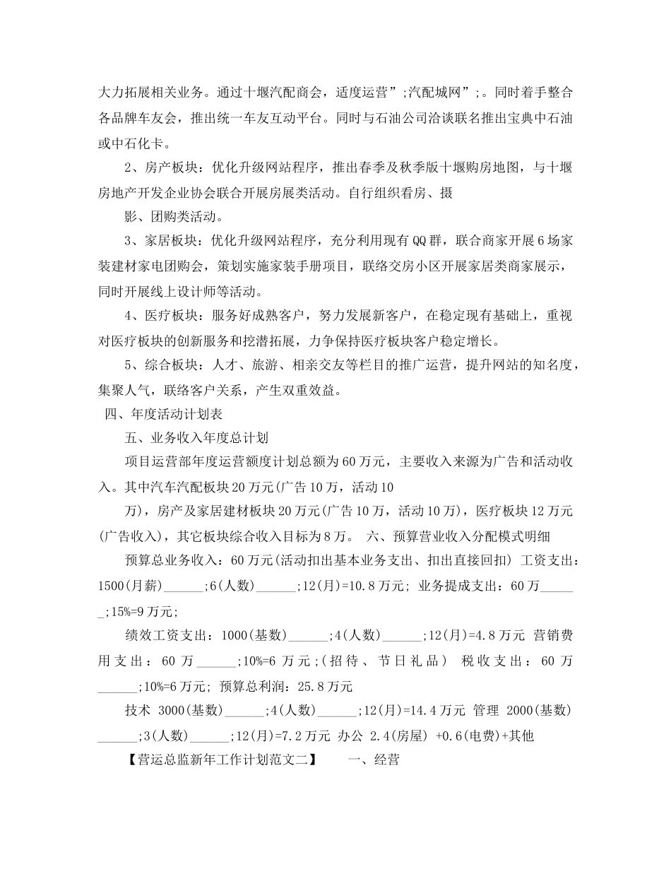营运总监新年工作计划范文 _第3页