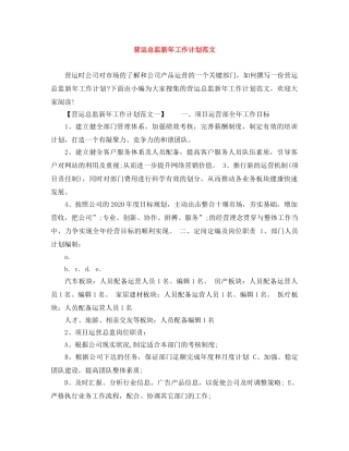 营运总监新年工作计划范文 