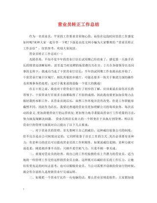 营业员转正工作总结 