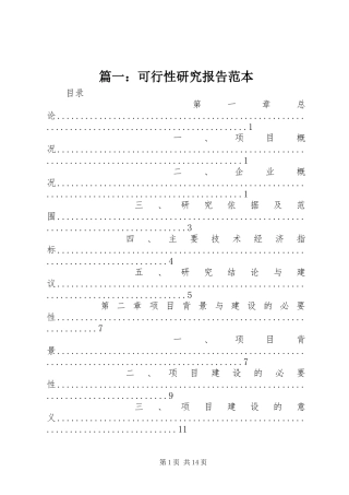 篇一：可行性研究报告范本