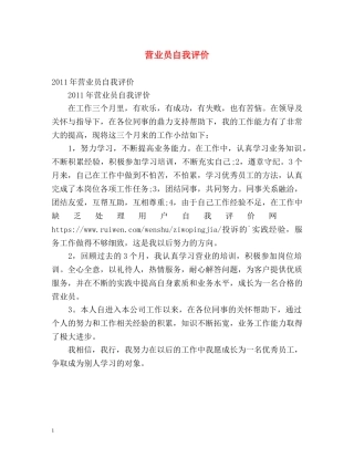 营业员自我评价2 