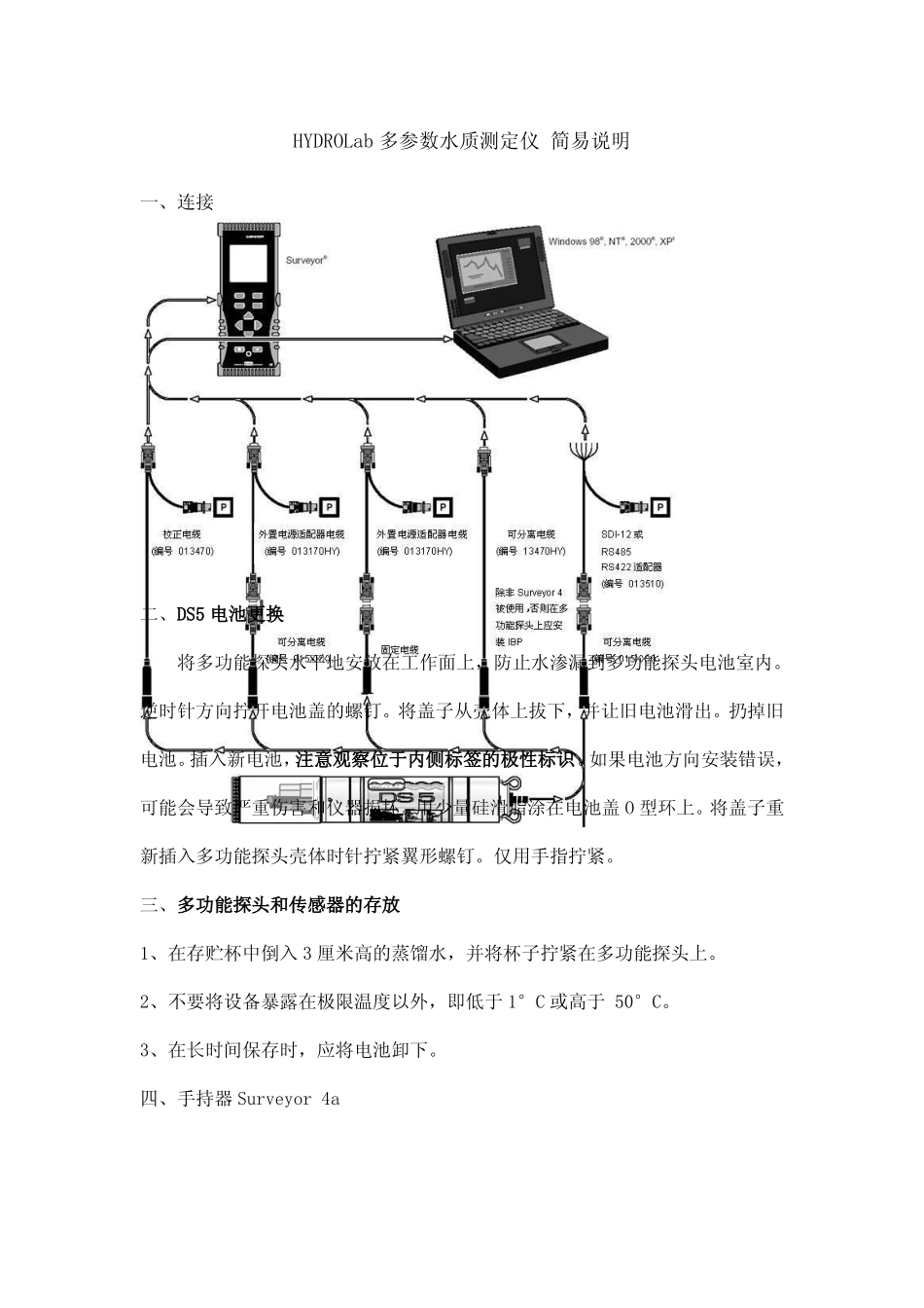 HYDROLab多参数水质测定仪简易说明_第1页