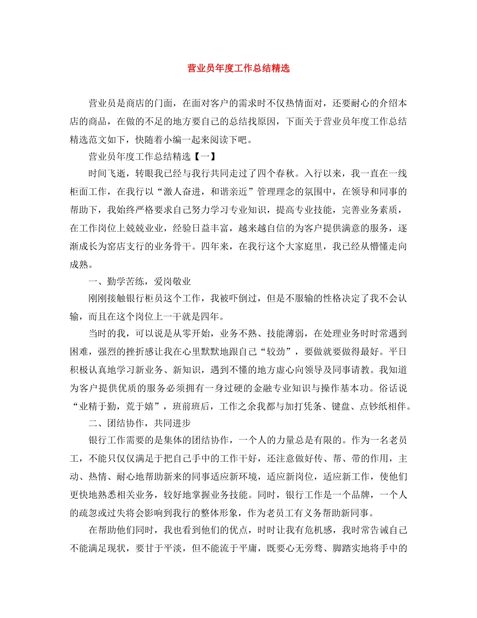 营业员年度工作总结精选 _第1页