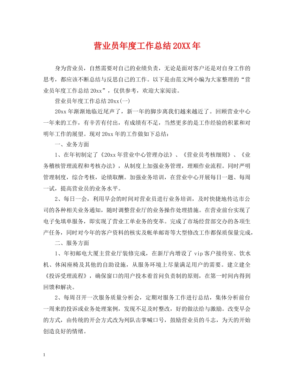 营业员年度工作总结20XX年 _第1页