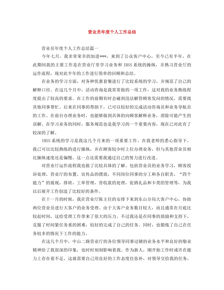 营业员年度个人工作总结 _第1页
