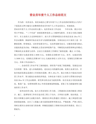 营业员年度个人工作总结范文2 