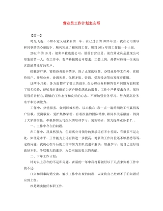 营业员工作计划怎么写 