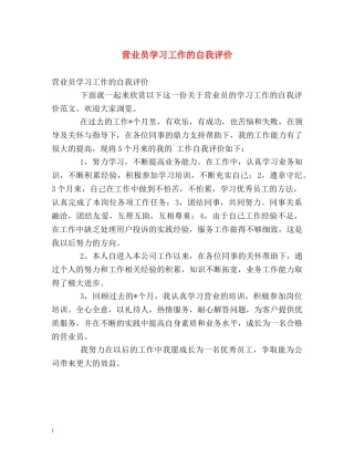 营业员学习工作的自我评价 