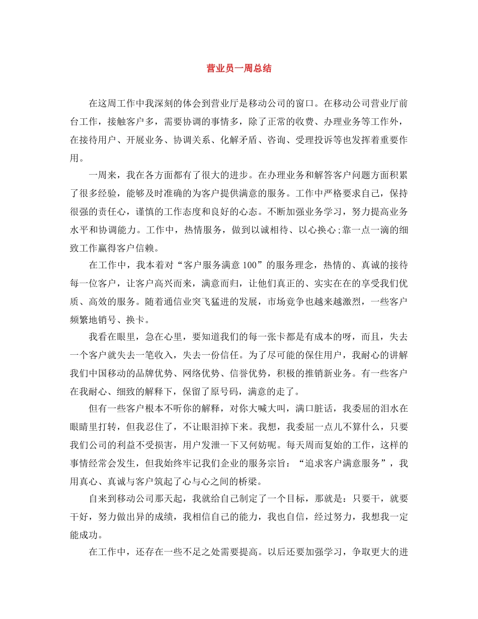 营业员一周总结 _第1页