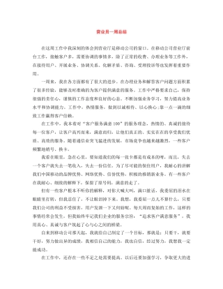 营业员一周总结 