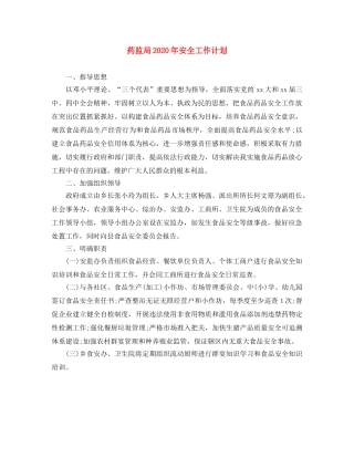 药监局2020年安全工作计划 