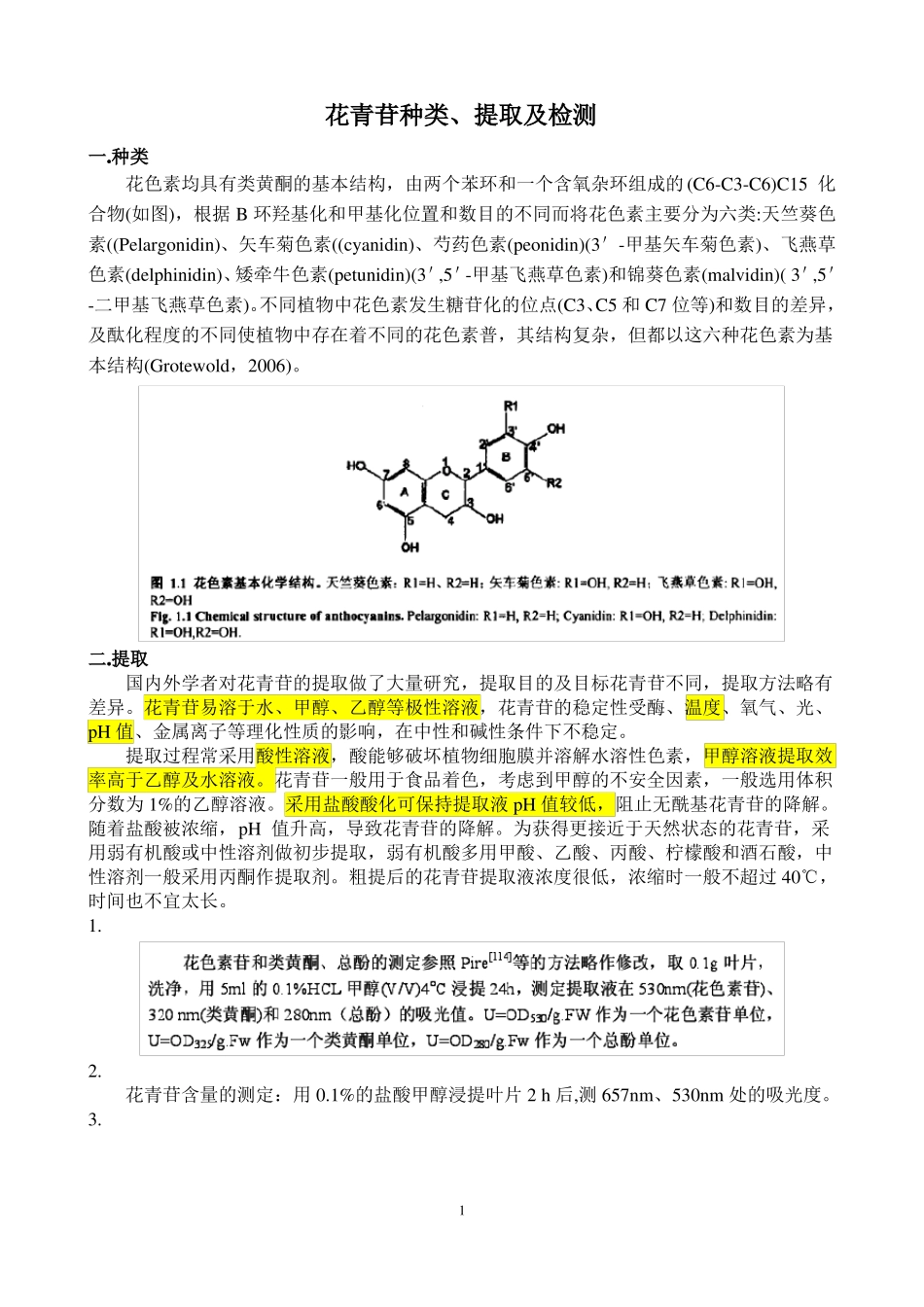 花青苷花色苷种类提取及检测_第1页