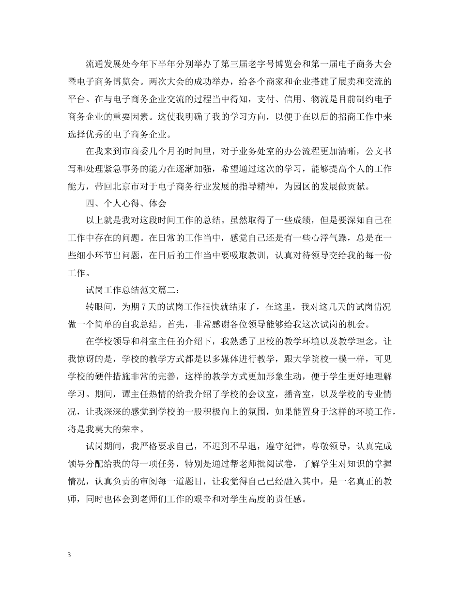 试岗工作总结范文3篇_第3页