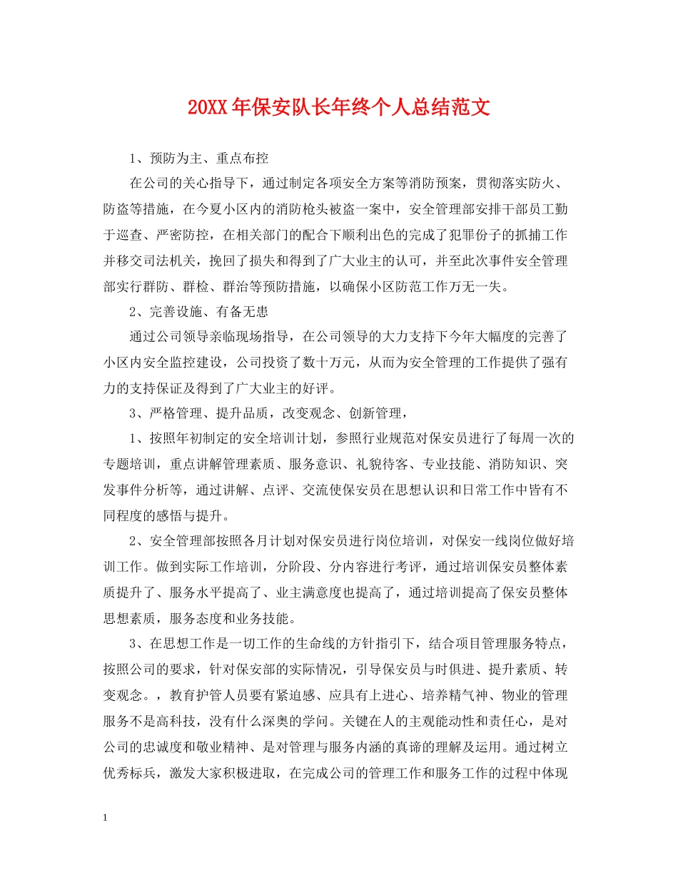 保安队长年终个人总结范文_第1页