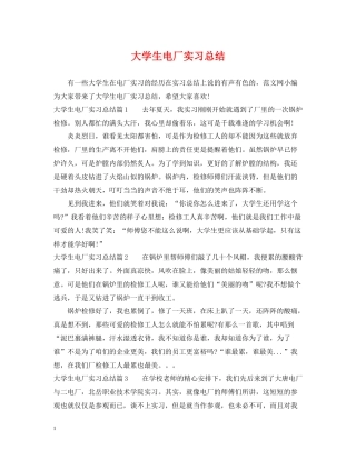 大学生电厂实习总结