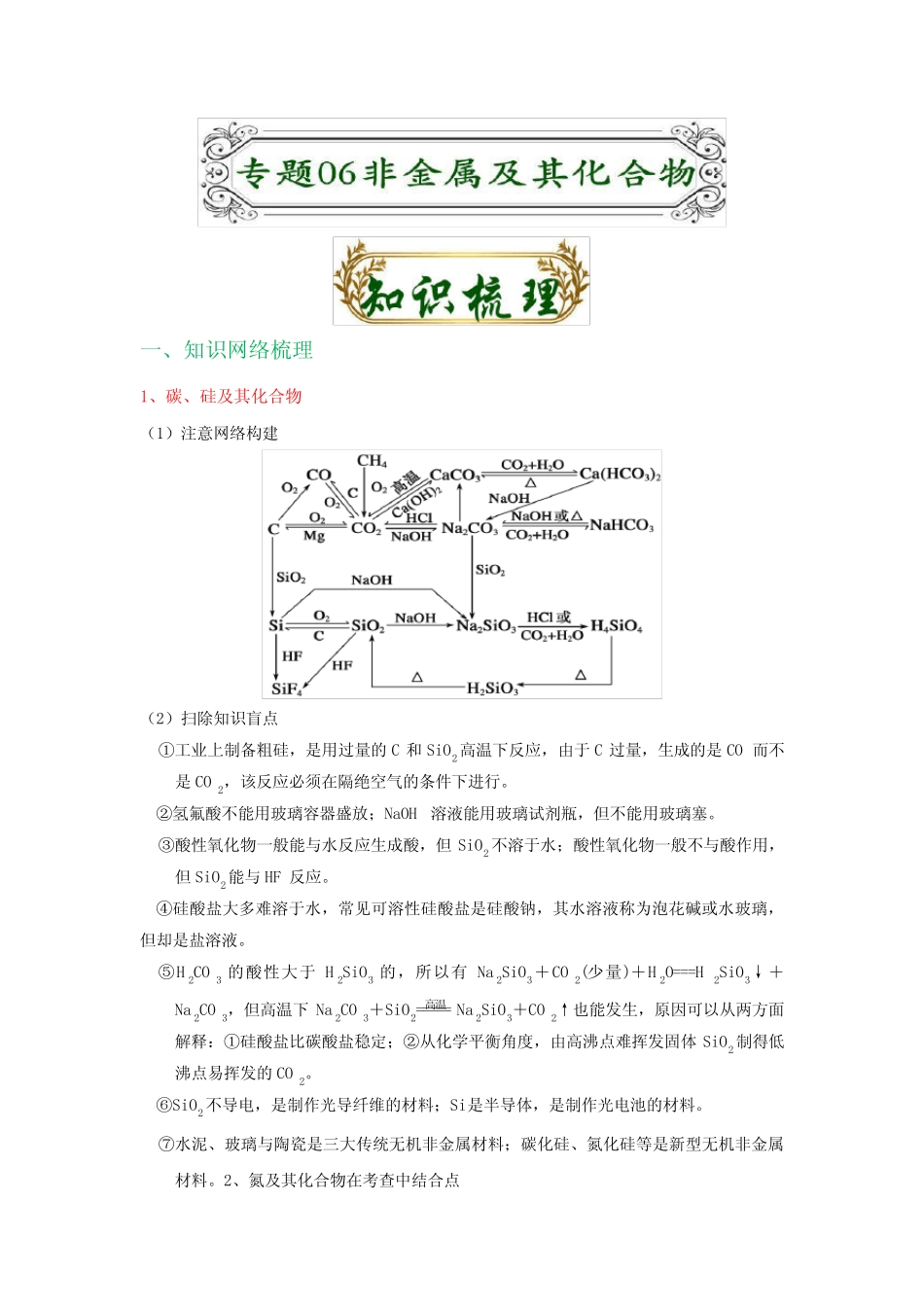 专题06 非金属及其化合物(解析版)-备战2021届高考化学二轮复习题型专..._第1页