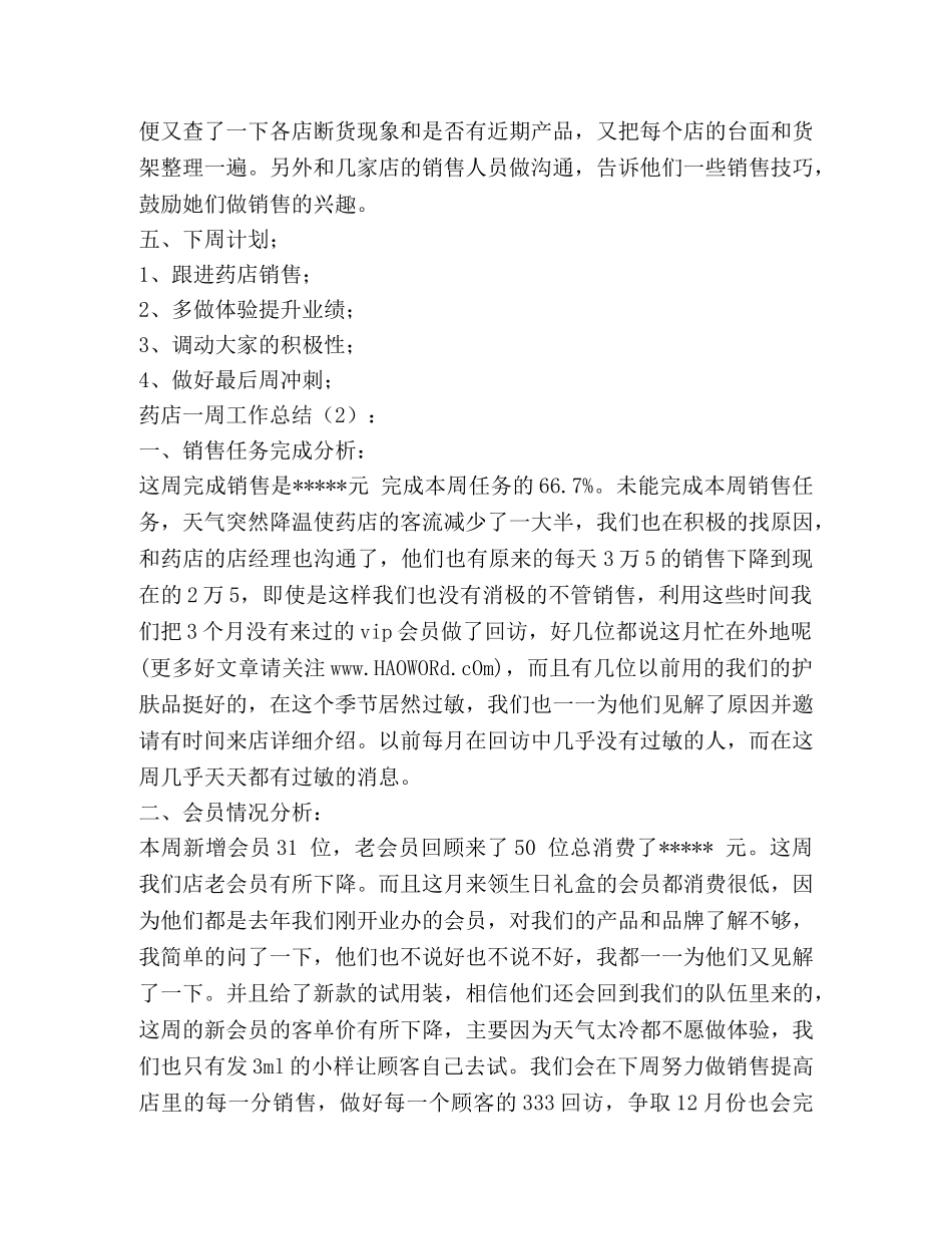 药店一周工作总结2篇(精选多篇) _第2页
