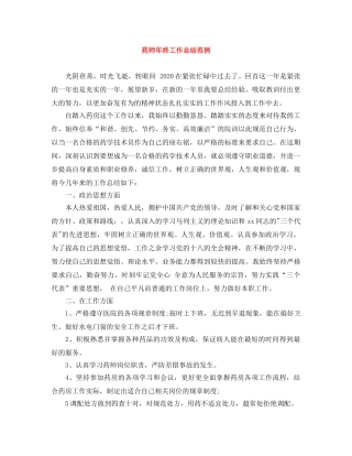 药师年终工作总结范例 