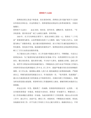 药师的个人总结 