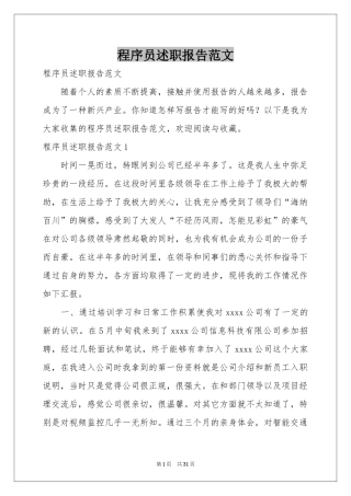 程序员述职报告范本