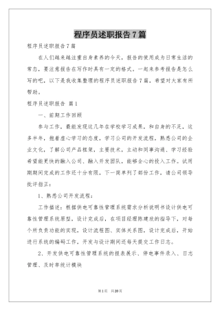 程序员述职报告7篇