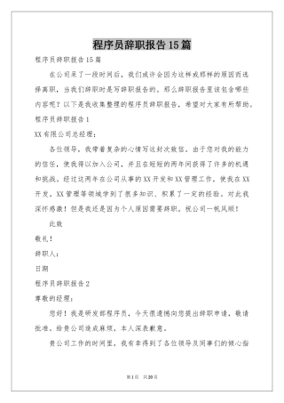 程序员辞职报告15篇
