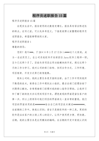 程序员述职报告15篇
