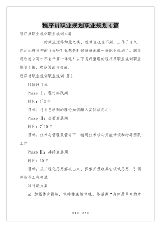 程序员职业规划职业规划4篇