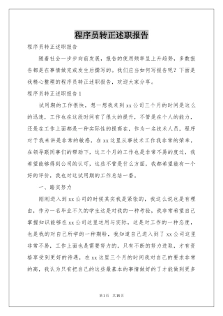 程序员转正述职报告