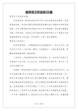 程序员工作参考总结15篇