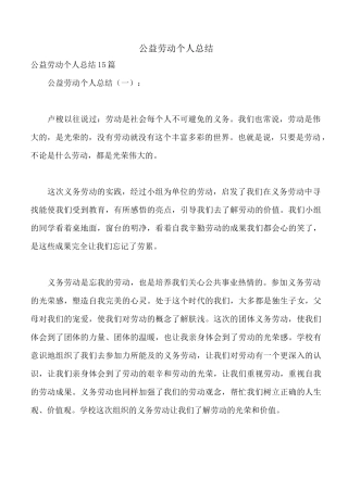 公益劳动个人总结