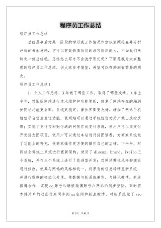 程序员工作参考总结