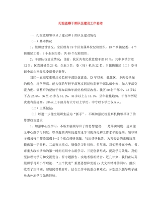 纪检监察干部队伍建设工作总结