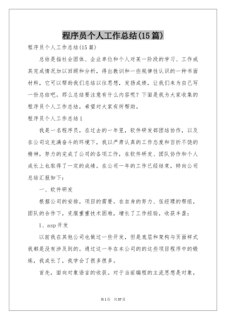 程序员个人工作参考总结(15篇)