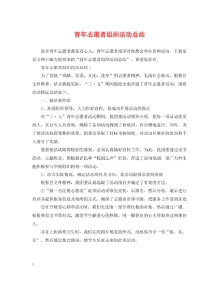 青年志愿者组织活动总结