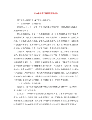 初中数学骨干教师研修班总结