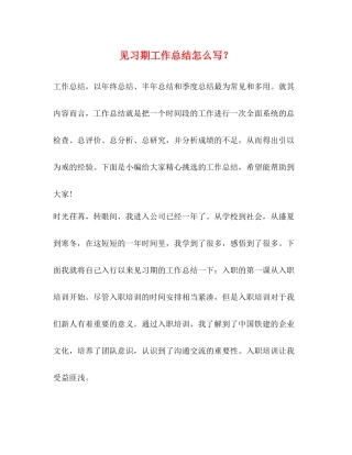 化学试题见习期工作总结怎么写？