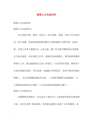销售人才自我评价2