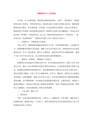 财政所长个人工作总结