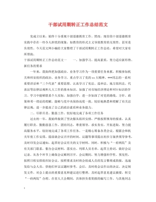 干部试用期转正工作总结范文