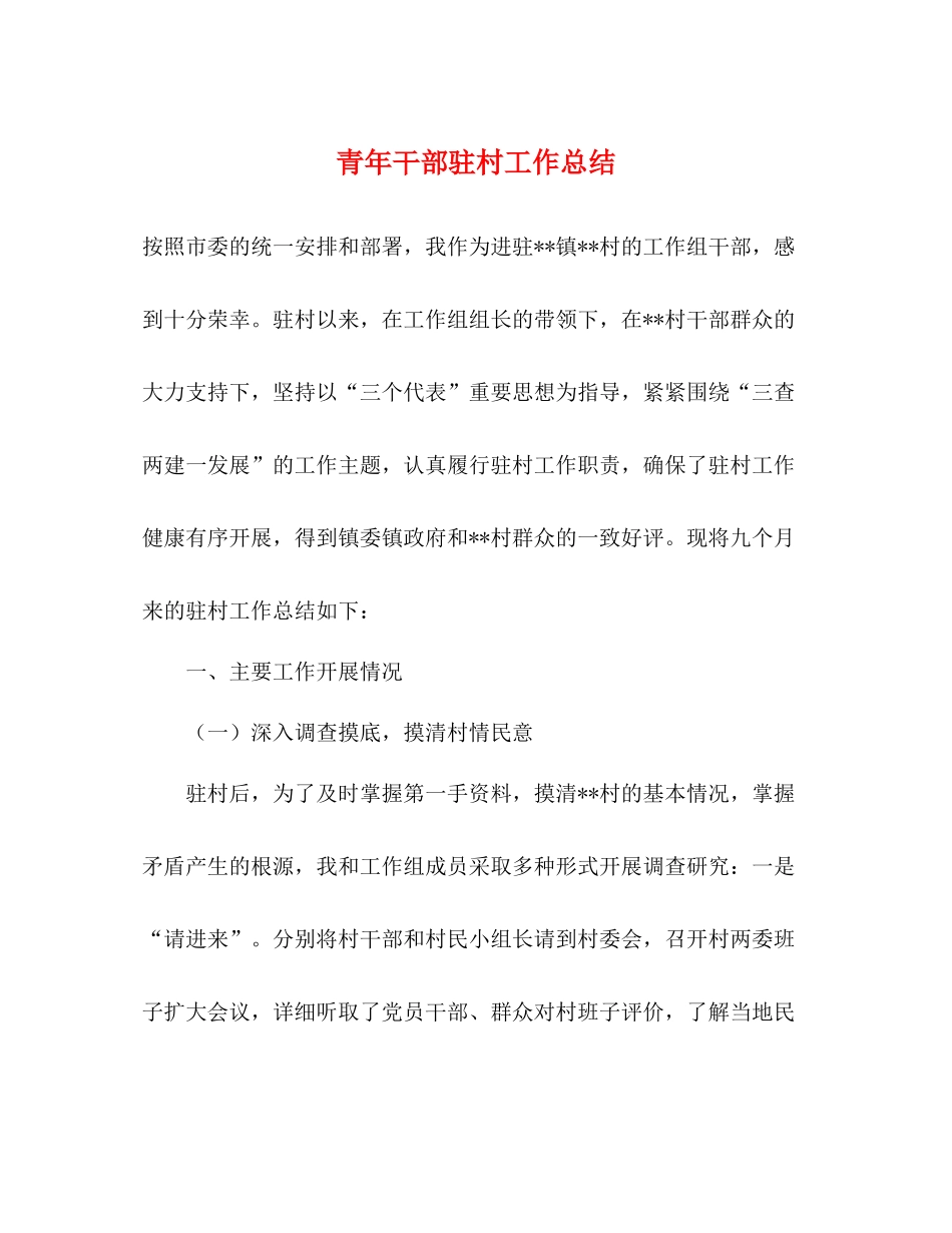 青年干部驻村工作总结_第1页