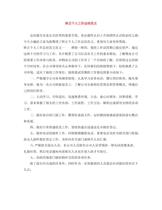 转正个人工作总结范文