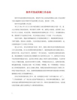 软件开发试用期工作总结