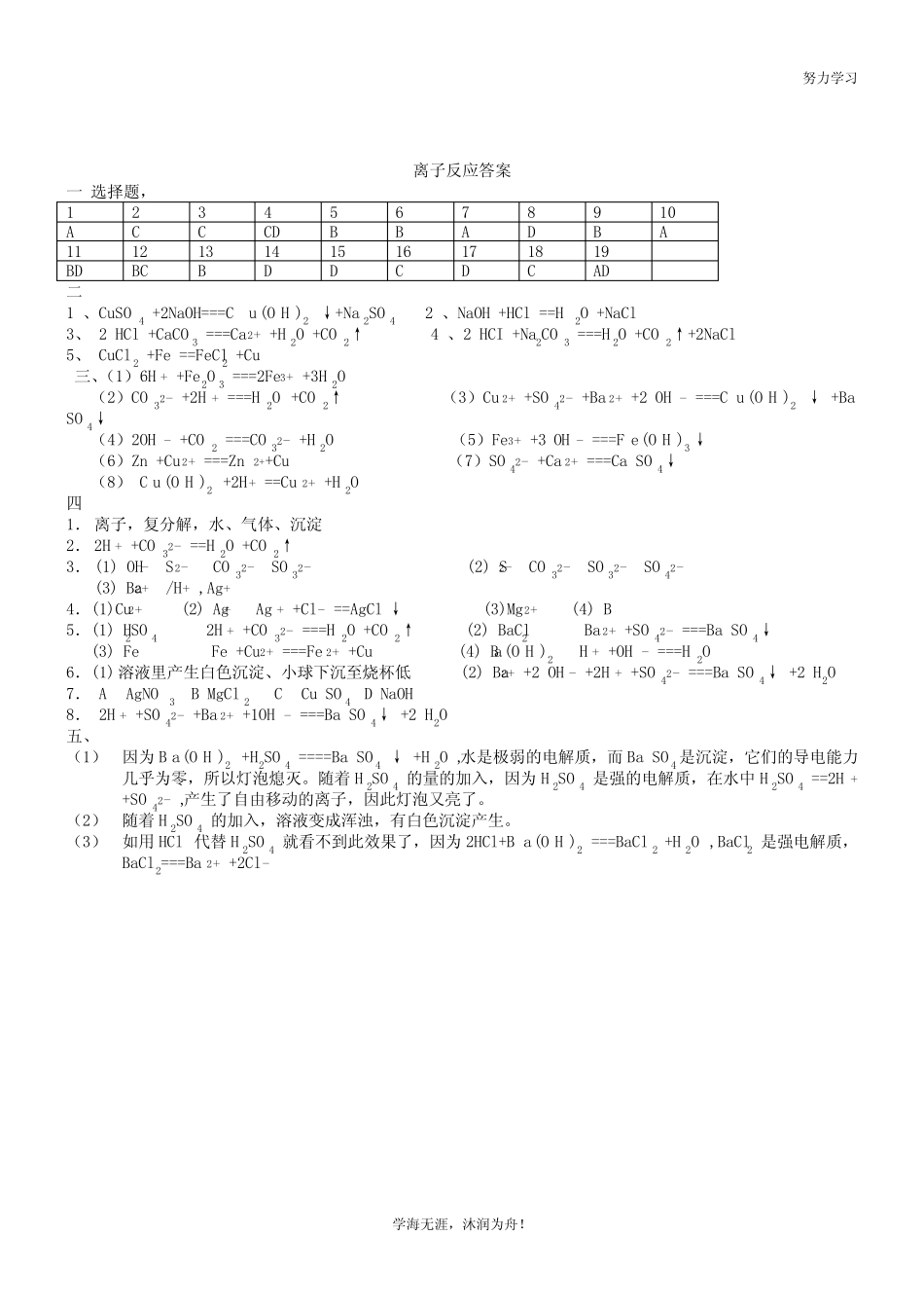 离子反应经典习题及答案 _第3页