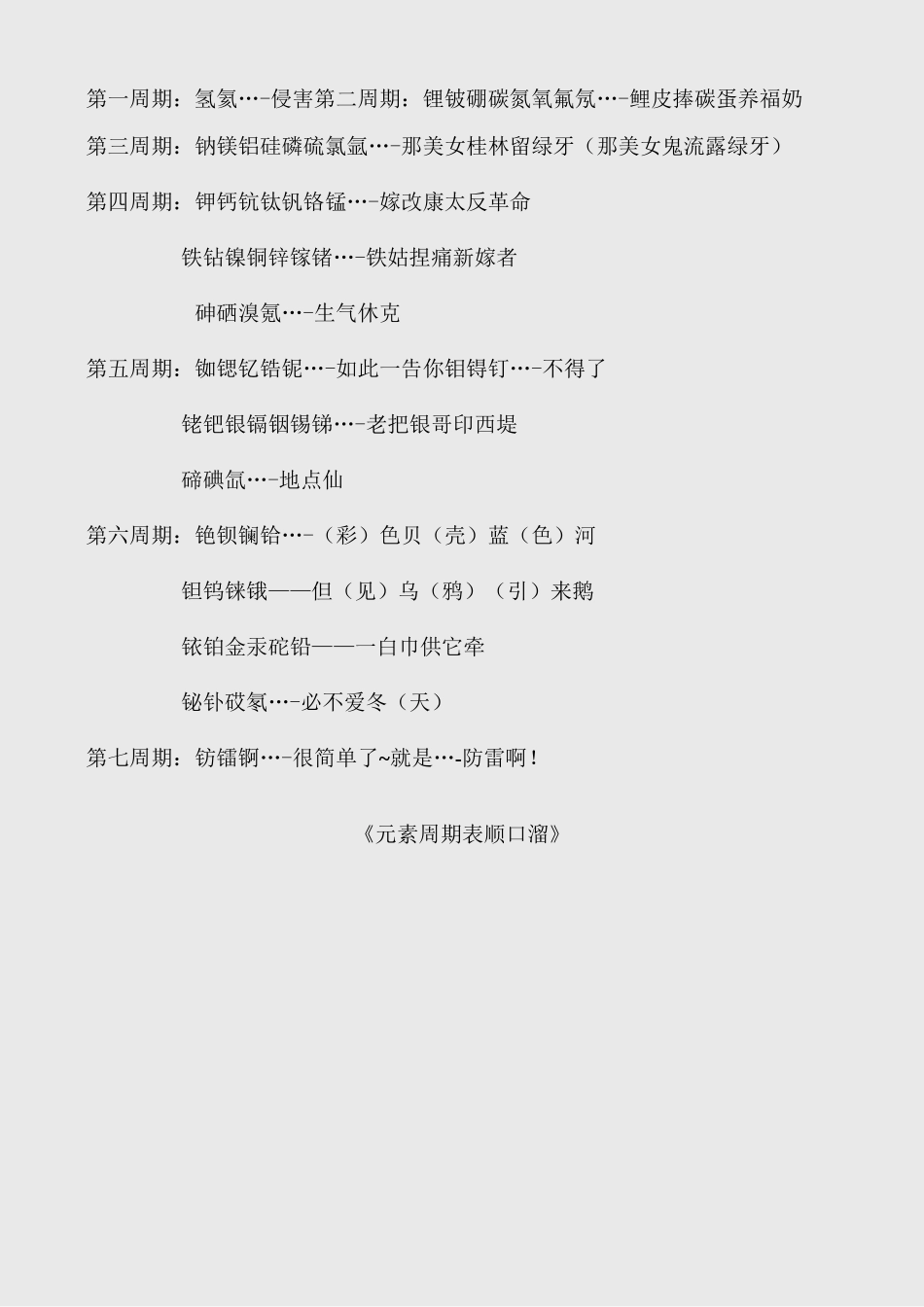 化学元素周期表顺口溜_第3页