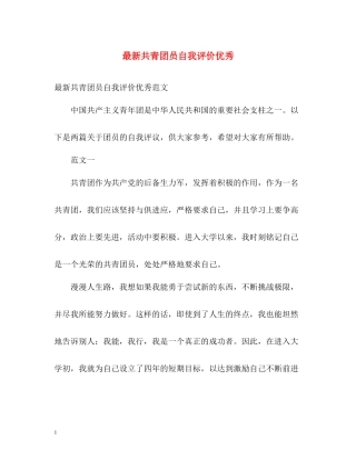 共青团员自我评价优秀2