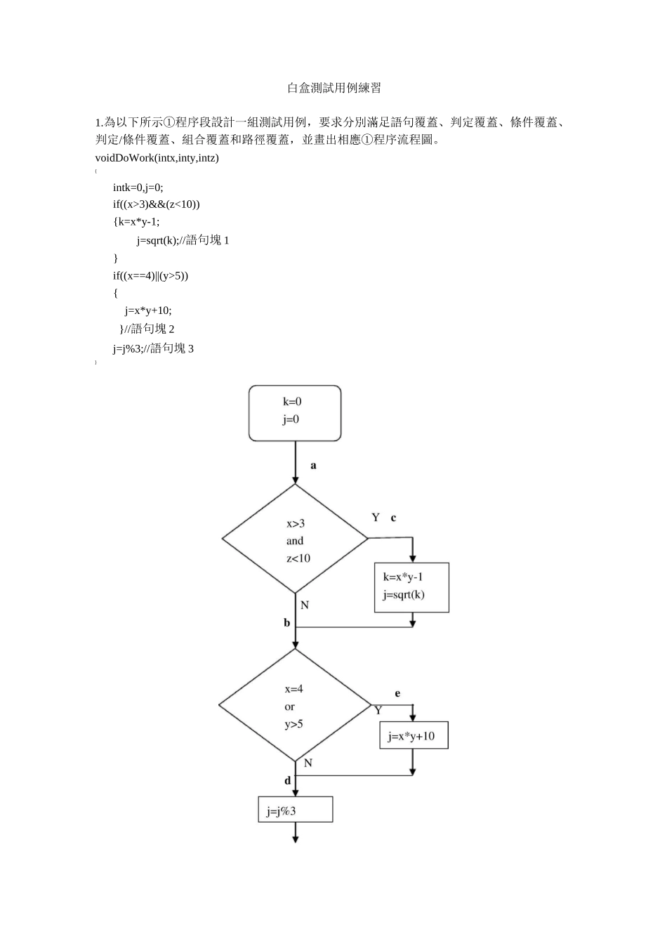 白盒测试用例练习_第1页