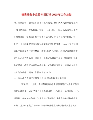 禁毒法集中宣传专项行动年工作总结