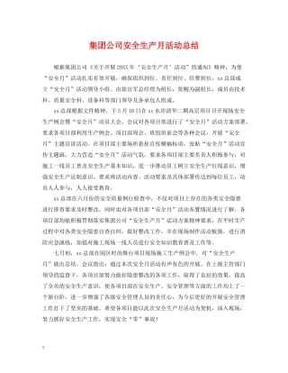 集团公司安全生产月活动总结