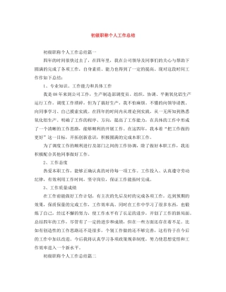 初级职称个人工作总结